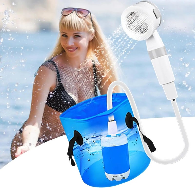 Bluejw Portable Outdoor Camping Electric Shower Sprayer Pump - Handheld Thermostatic Shower Head for Travel, Hiking, Beach - Rechargeable Battery Powered - Image 2